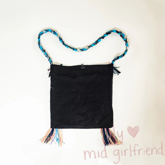chinese traditional hand-stitched miao embroidery fabric crossbody bag ethnic boho style