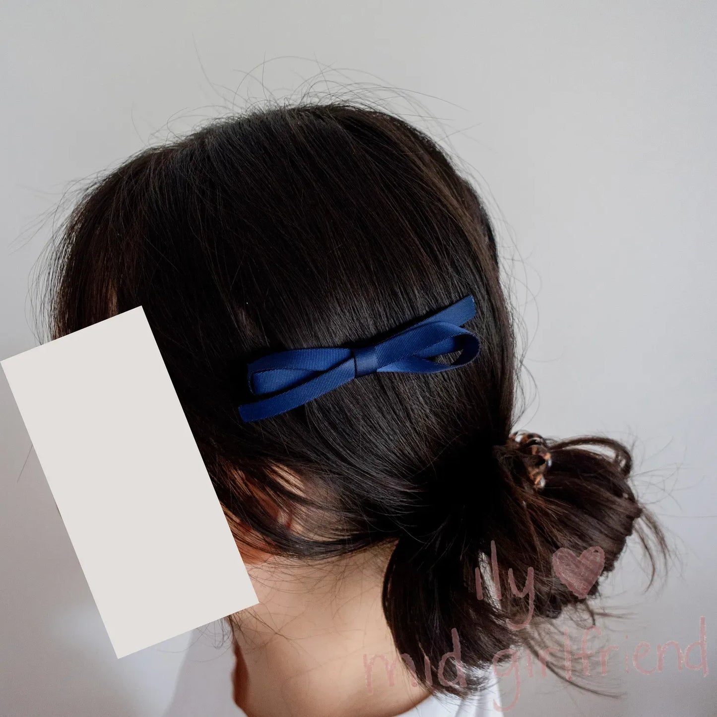 handmade glossy blue satin hair clip duckbill clip minimalist chic