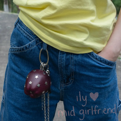 handmade star rivet realistic snake apple charm necklace pants chain