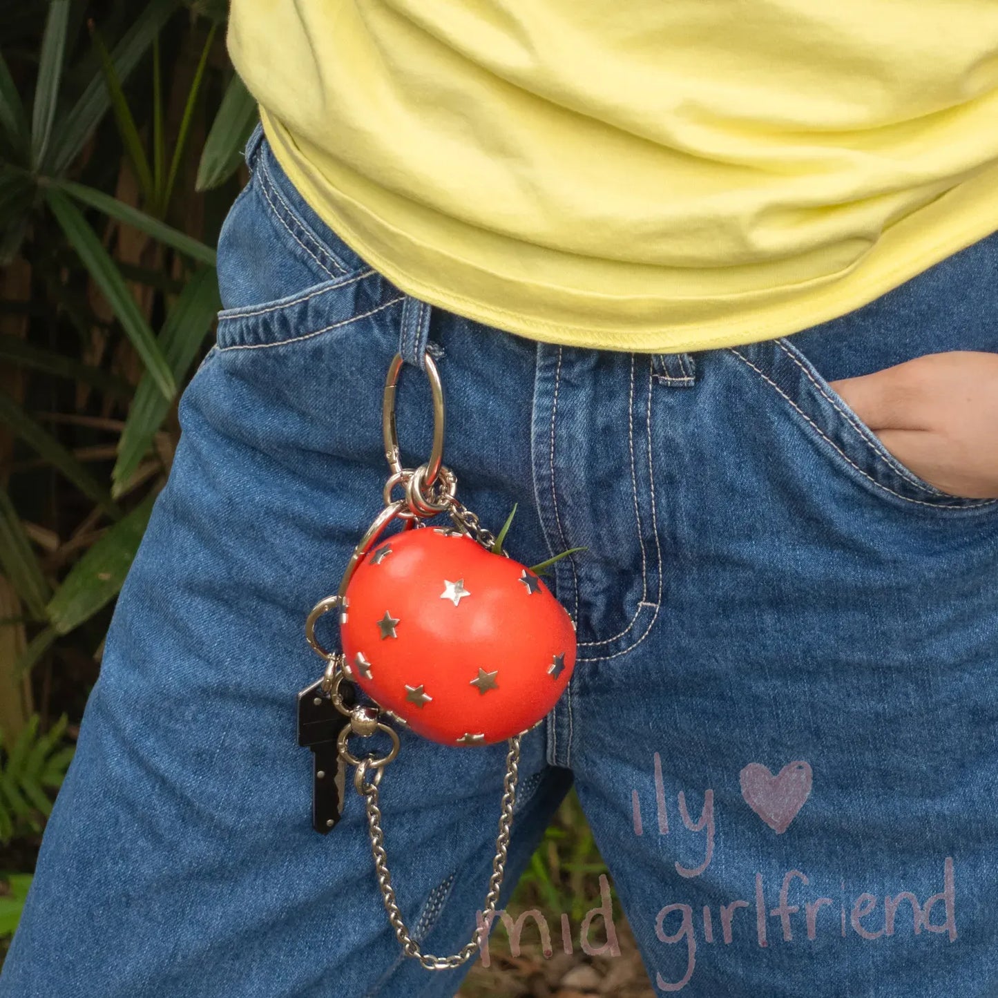 handmade star rivet realistic tomato charm necklace pants chain