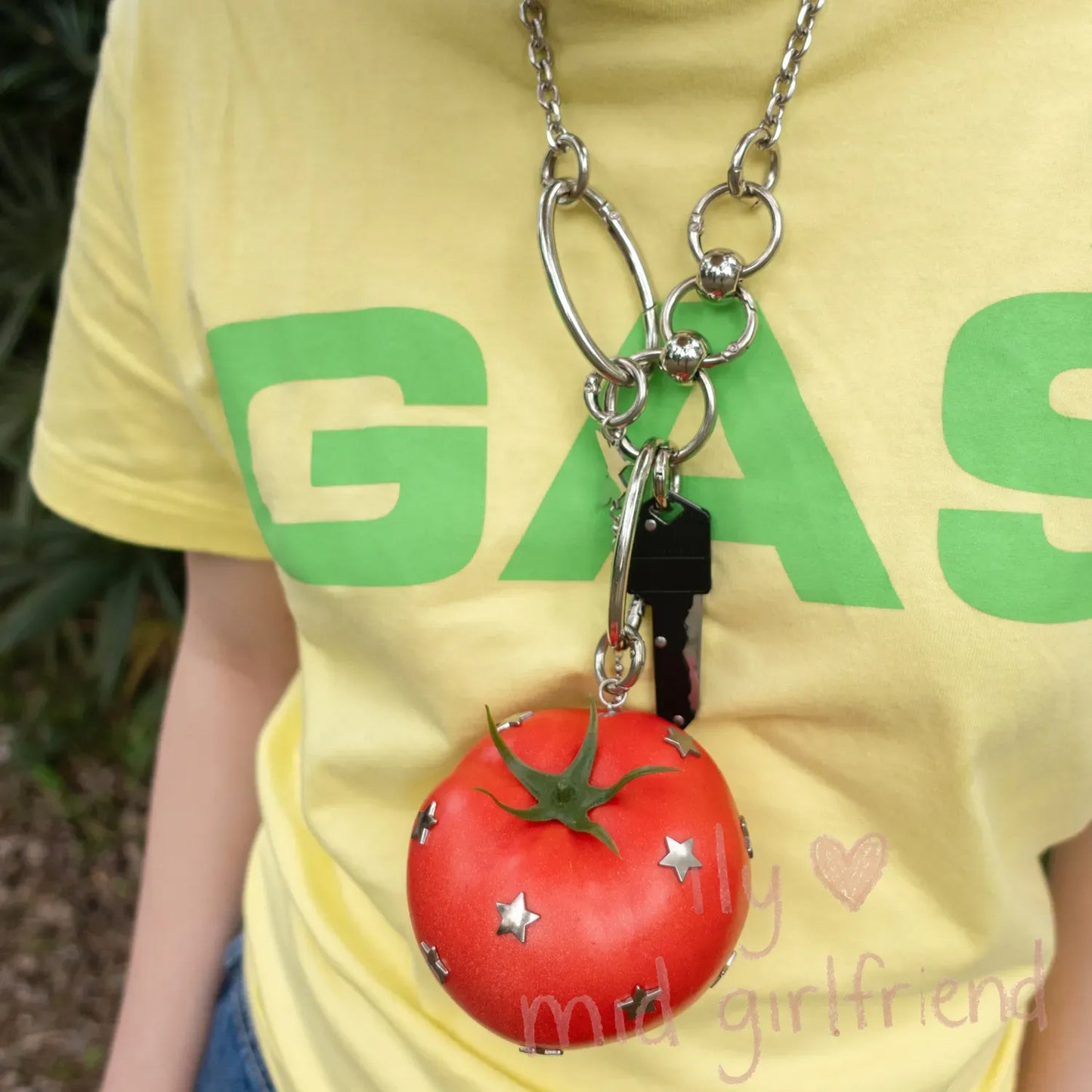 handmade star rivet realistic tomato charm necklace pants chain