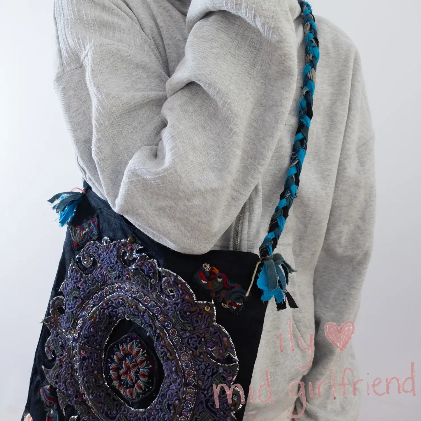 chinese traditional hand-stitched miao embroidery fabric crossbody bag ethnic boho style