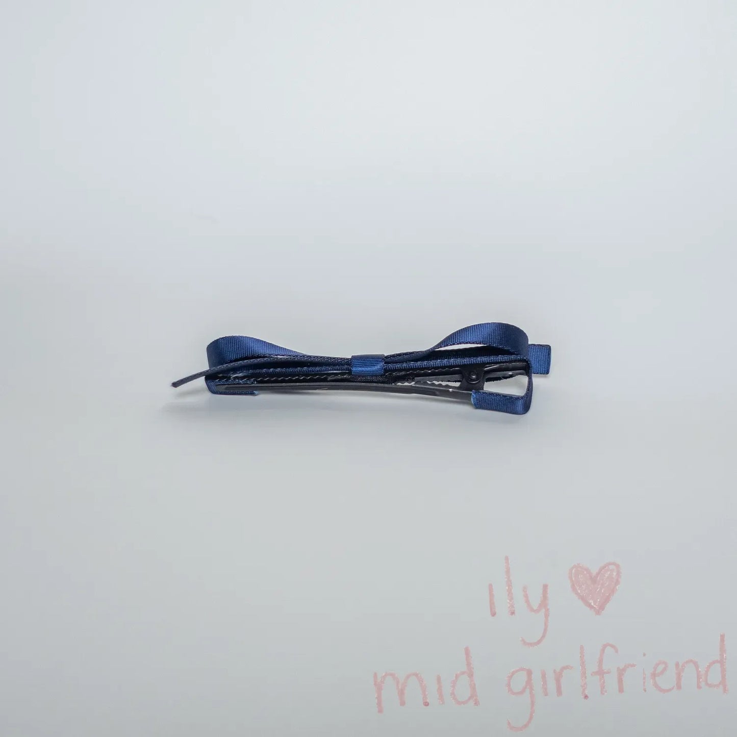 handmade glossy blue satin hair clip duckbill clip minimalist chic