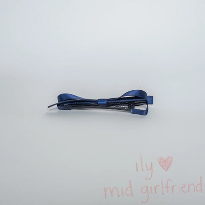 handmade glossy blue satin hair clip duckbill clip minimalist chic