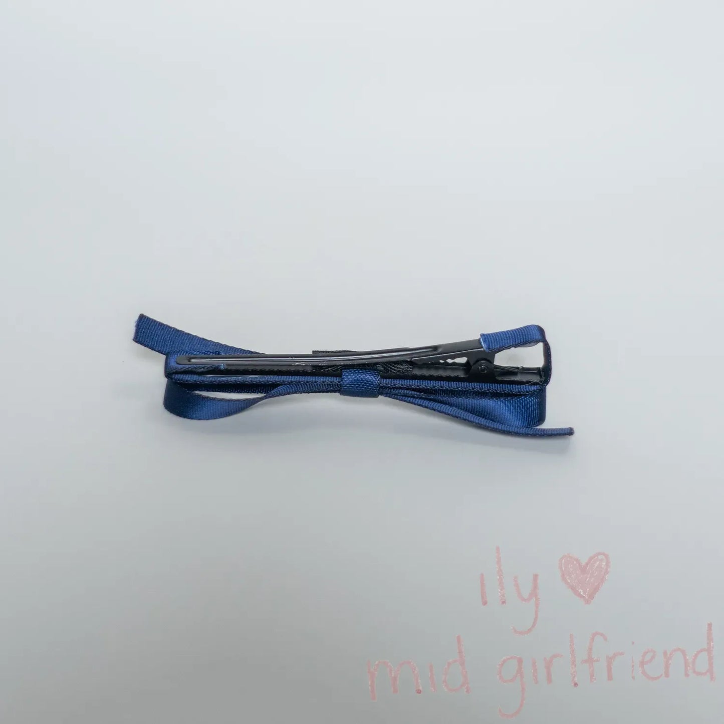 handmade glossy blue satin hair clip duckbill clip minimalist chic