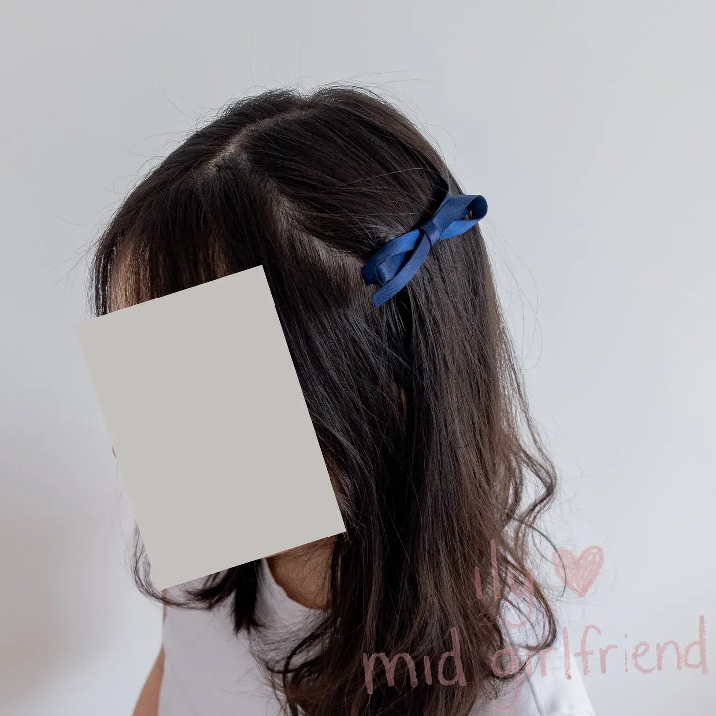 handmade glossy blue satin hair clip duckbill clip minimalist chic