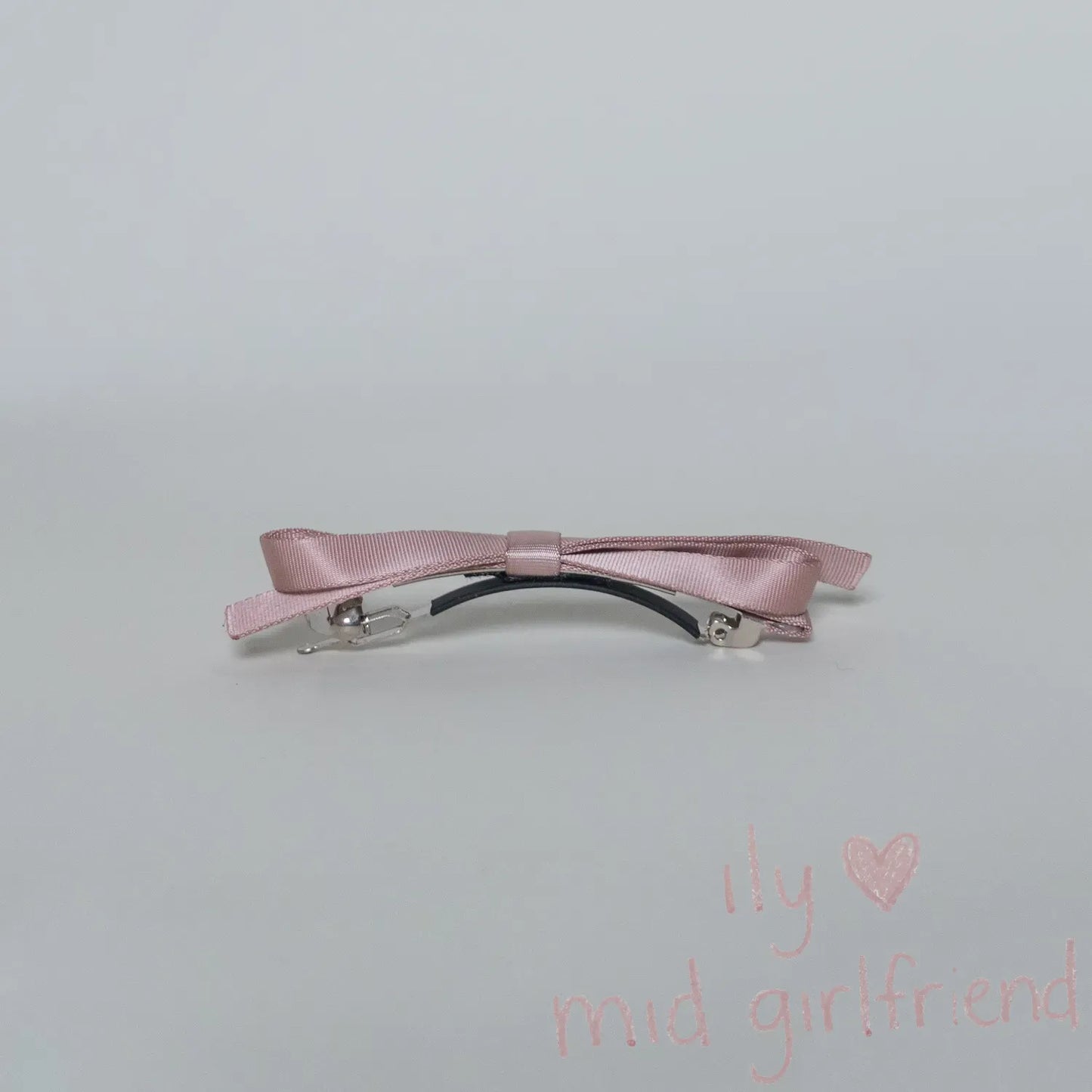 handmade glossy pink satin hair clip spring clip aesthetic princess style