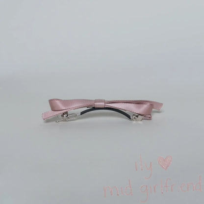 handmade glossy pink satin hair clip spring clip aesthetic princess style