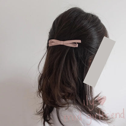 handmade glossy pink satin hair clip spring clip aesthetic princess style