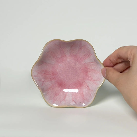 pink lotus leaf ceramic tray jewelry storage key tray