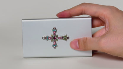 handmade colorful collage cross aluminum alloy cigarette case